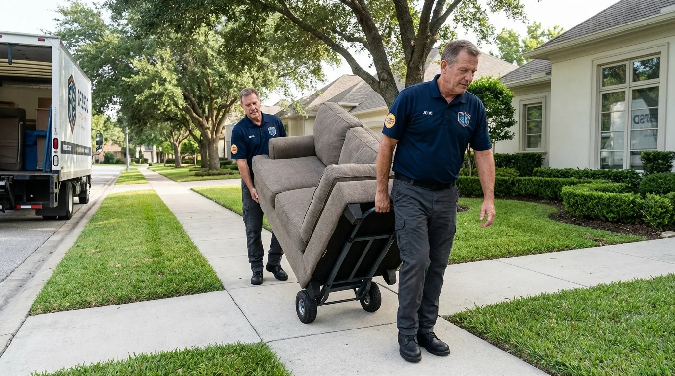 Local residential moving crew loading furniture in Stanford, CA